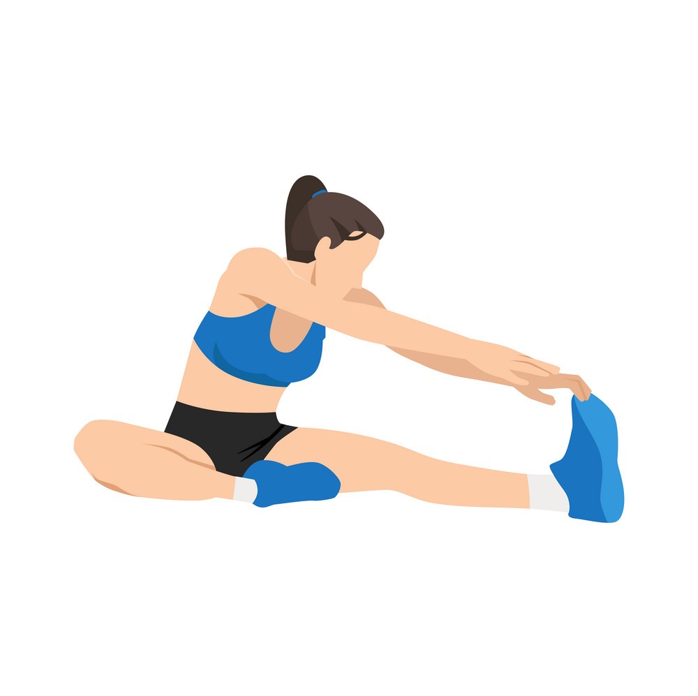 Woman doing Hamstring stretch to get rid of muscle stiffness